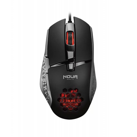 NOUA MOUSE GAMING ROKA CAVO USB NERO E GRAFICHE ROSSE 8 TASTI