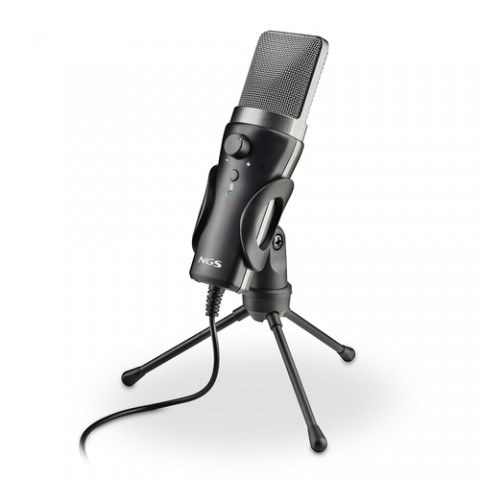 NGS MS120 USB: microfono USB con supporto per treppiede. Ideale per PC o laptop. Suono chiaro. Regol