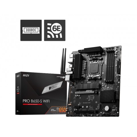 MSI MB AMD B650, PRO B650-S WIFI, AM5, 4DDR5, 2PCI-Ex16, 1PCI-Ex1, 2M.2, 4SATA3