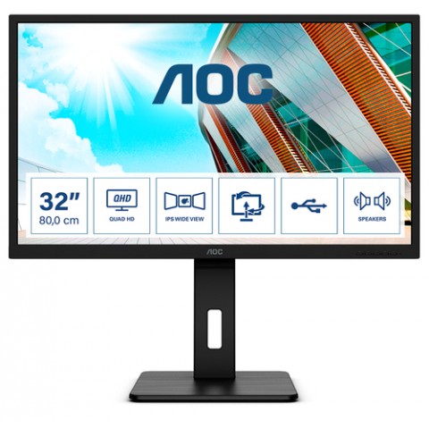 AOC MONITOR 31,5 LED IPS 16:9 2K QHD 250 CDM, USB-C, DP/HDMI, PIVOT, MULTIMEDIALE