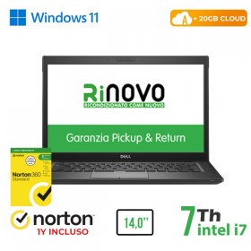 RINOVO NB DELL REFURBISHED Latitude E7480 i7-7X00U DDR4 8GB SSD 256GB 14" W11P CLOUD20GB Grade A 1Y