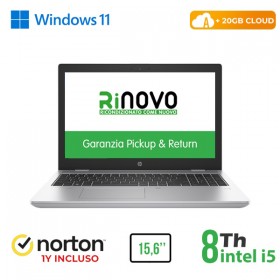 RINOVO HP NB REFURBISHED 650 G5 i5-8X00U DDR4 8GB SSD 256GB 15.6" CLOUD20GB W11P GRADE A 1Y 3 MESI B