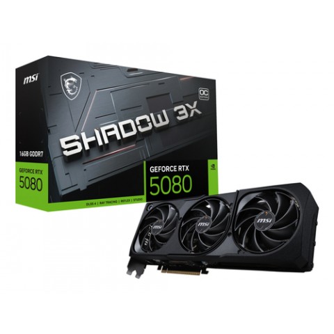 MSI VGA GEFORCE RTX 5080, RTX 5080 16G SHADOW 3X OC, HDMI/DP3, TRIPLE FAN, OC, ATX, BULK EDITION