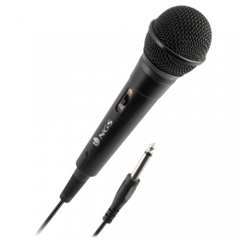 NGS SINGER FIRE: Microfono Dinamico, Microfono con Cavo da 3 Metri, Connessione Jack 6,3mm e Pulsant