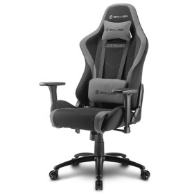 SHARKOON SKILLER SGS2 SEDIA GAMING IN TESSUTO, BRACCIOLI E SCHIENALE REGOLABILI, TELAIO ACCIAIO, DOPPIO CUSCINO SUPPORTO CERVICALE E LOMBARE, BLACK/GREY