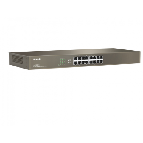 TENDA SWITCH 16 PORTE LAN GIGABIT, IEEE 802.3/U/X/AB, SWITCHING 32GBPS, PROTEZIONE FULMINI 6KV