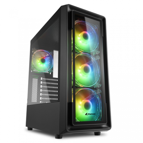 SHARKOON CASE TK4 RGB 7 SLOT ESPANSIONE, PANNELLO FRONTALE VETRO TEMPERATO, 3 PORTE, 3XUSB2.0/3.0, I