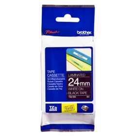 BROTHER NASTRO LAMINATO DA 24MM  LUNGHEZZA 8 METRI  COLORE BIANCO SU FONDO NERO