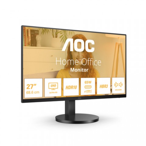 AOC MONITOR 27 LED IPS 4K UHD 16:9 4MS 350 CDM, REG ALTEZZA, USB-C DOCK, HDMI, MULTIMEDIALE