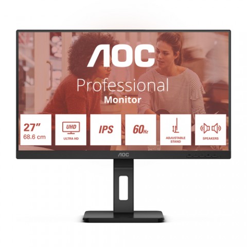 AOC MONITOR 27 LED IPS 4K UHD 16:9 4MS 350 CDM, PIVOT, DP/HDMI, MULTIMEDIALE