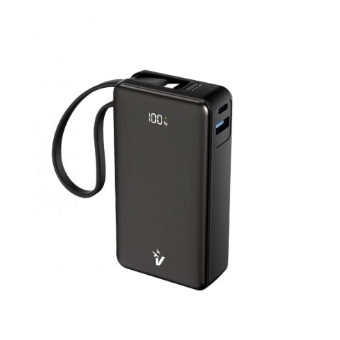 VULTECH POWERBANK CON SCHERMO LCD 10000 MAH USB E TYPE C QUICKCHARGE 35W PPS NERO, CAVO INTEGRATO VULTECH POWERBANK CON SCHERMO LCD 10000 MAH USB E TYPE C QUICKCHARGE 35W PPS NERO, CAVO INTEGRATO