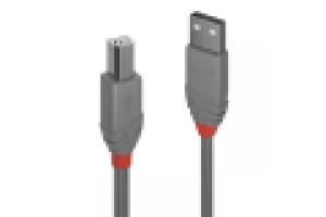 LINDY CAVO USB ANTHRA LINE 2.0 TIPO A MASCHIO A B MASCHIO 3MT DOPPIA SCHERMATURA GUSCIO IN PVC GRIGIO 10 ANNI DI GARANZIA