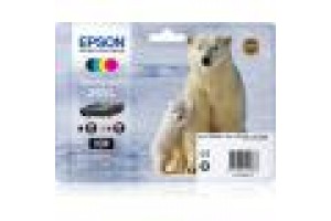 EPSON CART INK MULTIPACK PER XP-600/605/700/800 SERIE 26XL/ORSO POLARE (T262140 + T263240 + T263340 + T263440)