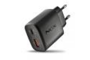 NGS EON 45W BLACK: CARICATORE GaN DA PARETE UNIVERSALE DA 45W con 2 porte: USB-C + USB-A