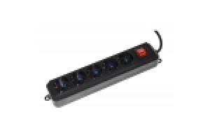 LINK MULTIPRESA 5 PRESE UNIVERSALI ITA/SCHUKO 10/16 A - SPINA 16 A CON INTERRUTTORE COLORE NERO