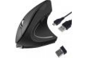 TUCANO MOUSE VERTICALE ERGONOMICO WIRELESS RICARICABILE,6 TASTI, NERO