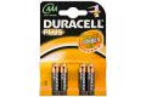 DURACELL PILE ALCALINE AAA 1,5V NON RICARICABILI PLUS POWER CONFEZIONE DA 4 PILE